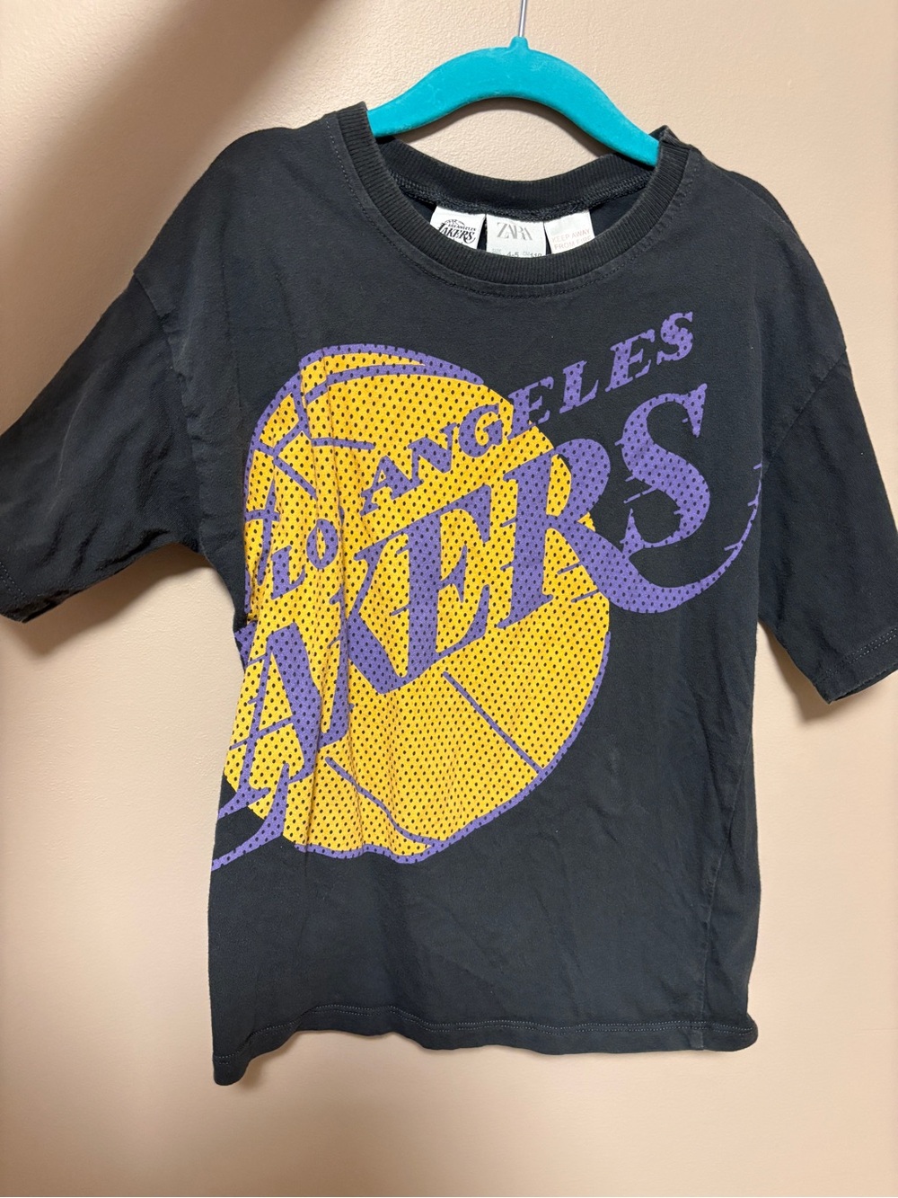 4/$20 ZARA X NBA LA Lakers Kids Black Graphic Tee size 4-5